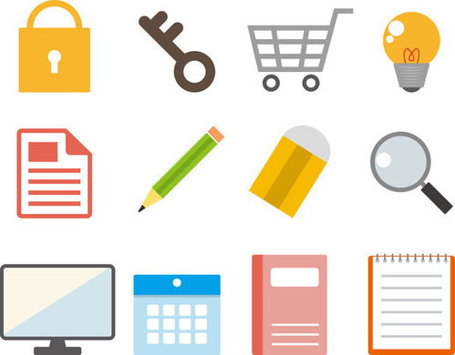 辦公用品圖標矢量素材 高效構(gòu)建專業(yè)視覺體系